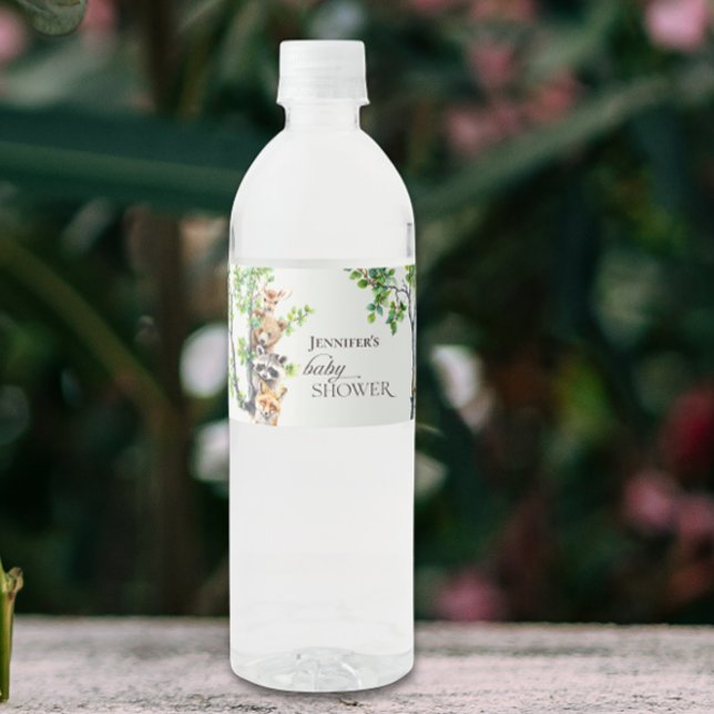 Woodland Wildlife Baby Shower Party Water Bottle Water Bottle Label (Creator Uploaded)