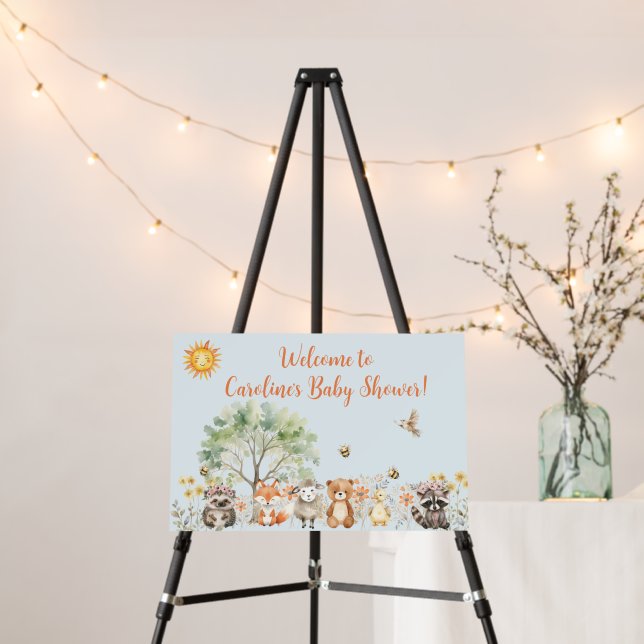 Woodland Wildlife Blue Baby Shower   Foam Board (In Situ (Stand))