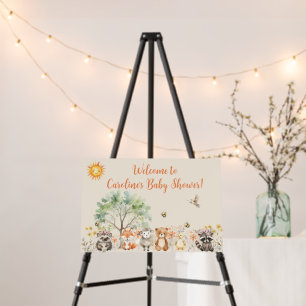 Woodland Wildlife Pale Peach Baby Shower Foam Board