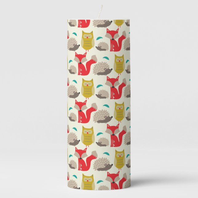 Woodland Wildlife Pillar Candle (Front)