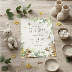 Woodland  winnie the pooh baby shower invitations 
