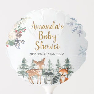 Woodland Winter Animal Forest Baby Shower Balloon