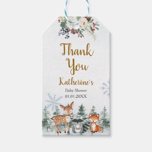 Woodland Winter Animal Forest Baby Shower Gift Tags