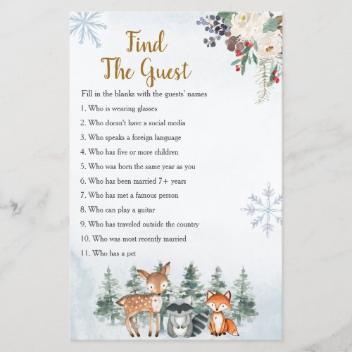 Woodland Winter Animal Forest Find the Guest Game