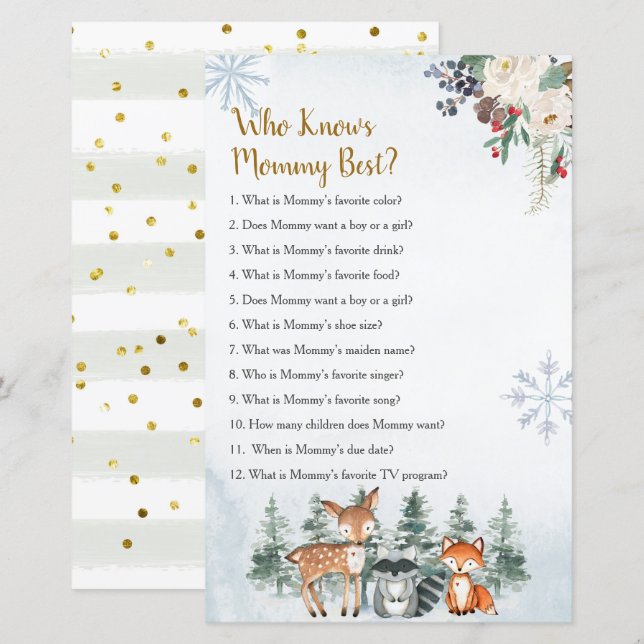 Woodland Winter Animal Forest Who Knows Mommy Best (Front/Back)