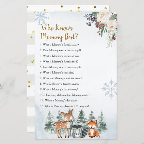 Woodland Winter Animal Forest Who Knows Mommy Best
