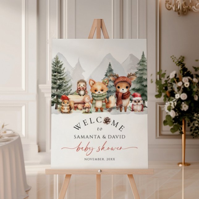Woodland Winter Animals Baby Shower Welcome Sign (Creator Uploaded)