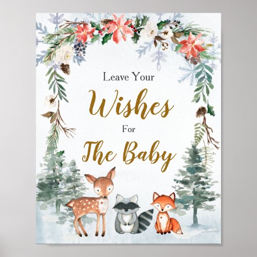 Woodland Winter Animals Forest Wishes for Baby Poster