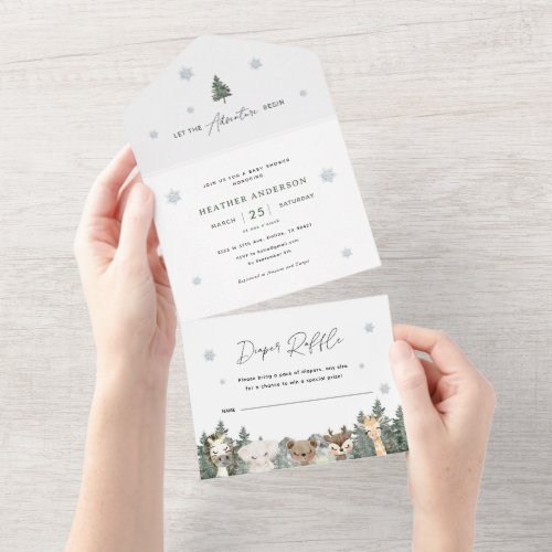 Woodland Winter Baby Shower All In One Invitation