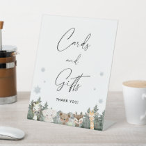 Woodland Winter Baby Shower Cards and Gifts  Pedestal Sign