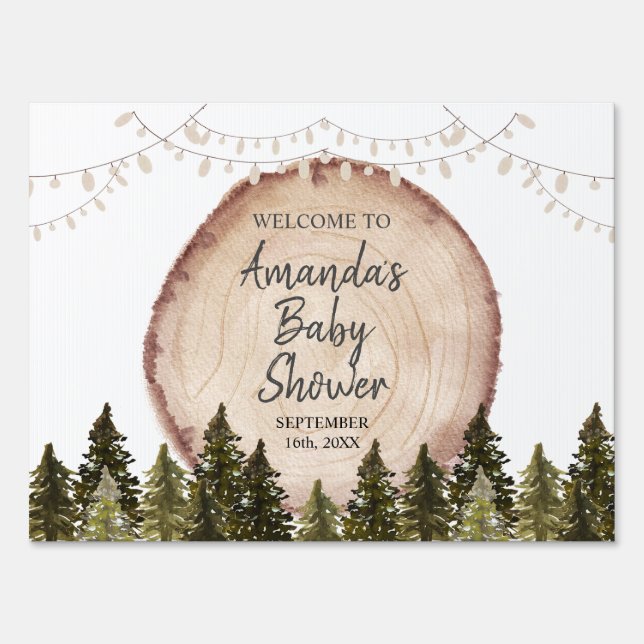 Woodland Winter Baby Shower Forest Welcome Sign (Front)