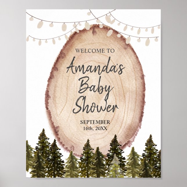 Woodland Winter Baby Shower Forest Welcome Sign (Front)