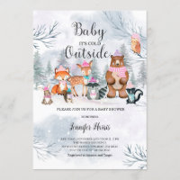 Woodland Winter Baby Shower Girl Invitation Forest