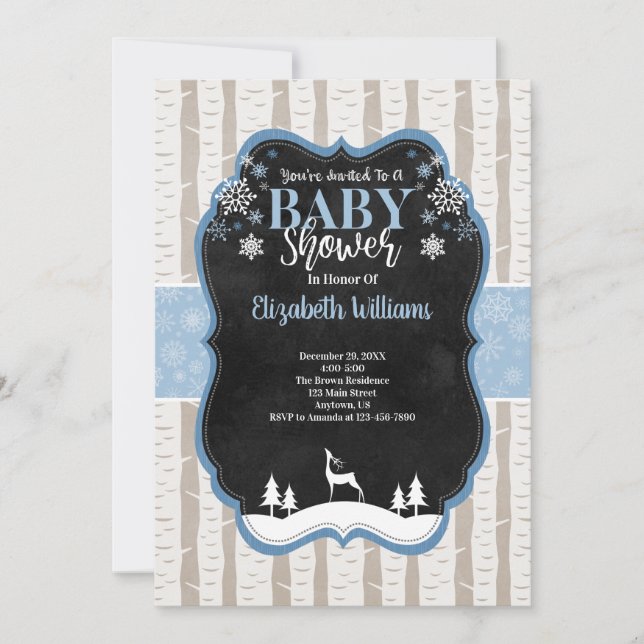 Woodland Winter Baby Shower Invitation (Front)