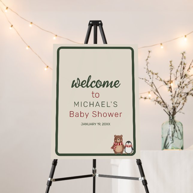 Woodland Winter Baby Shower Welcome Foam Board (In Situ (Stand))