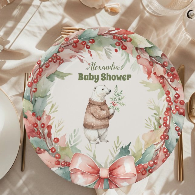 Woodland Winter Christmas Baby Shower Paper Plates (Creator Uploaded)