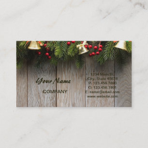 Woodland Winter Christmas barn wood pine branch Business Card