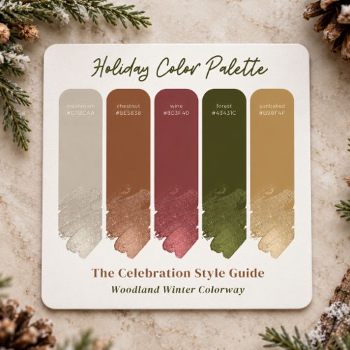 Woodland Winter Christmas Color Palette Swatch Card
