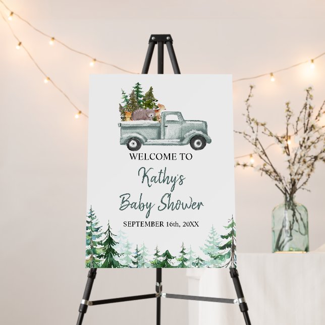 Woodland Winter Forest Animals Truck Welcome Foam Board (In Situ (Stand))