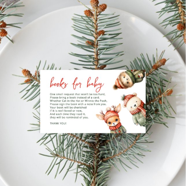 Woodland Winter Forest Baby Shower Books for Baby  Enclosure Card (Creator Uploaded)