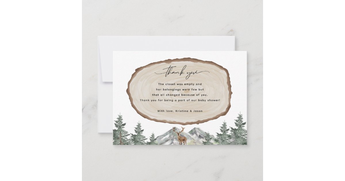 Woodland Winter Forest Baby Shower Thank You Cards | Zazzle