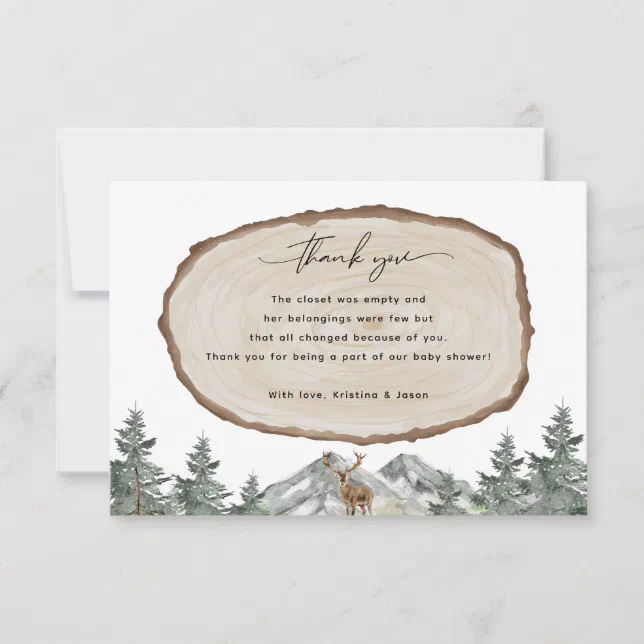 Woodland Winter Forest Baby Shower Thank You Cards | Zazzle