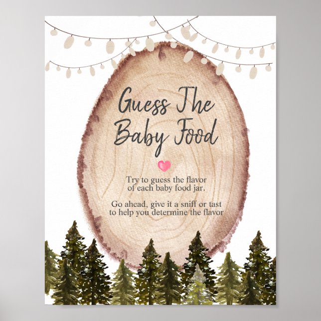 Woodland Winter Forest Guess the Baby Food Poster (Front)