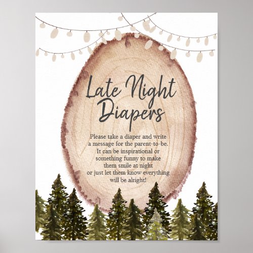 Woodland Winter Forest Late Night Diapers Poster