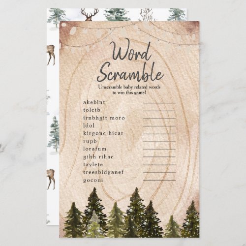 Woodland Winter Forest Word Scramble