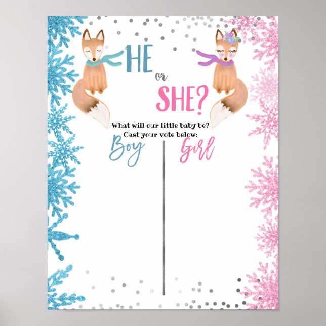 Woodland Winter Fox Animal Voting Board Poster (Front)