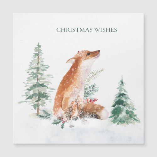 Woodland Winter Fox Pine Magnetic Card