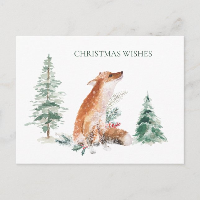 Woodland Winter Fox Pine Postcard (Front)