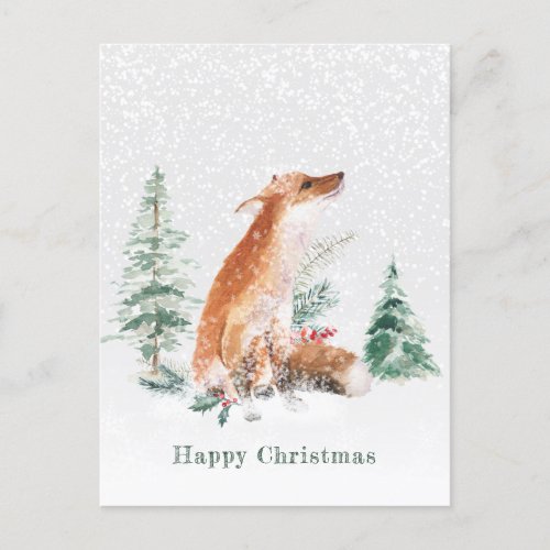Woodland Winter Fox Pine Postcard