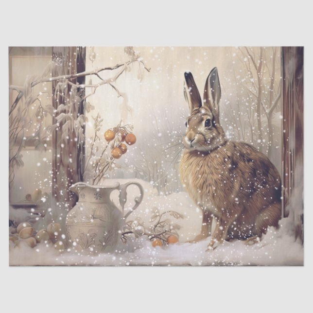 Woodland Winter Hare Tissue Paper (Front)