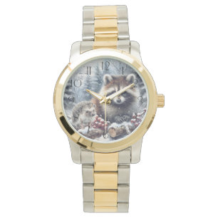 Woodland Winter Hedgehog Raccoon Christmas Watch