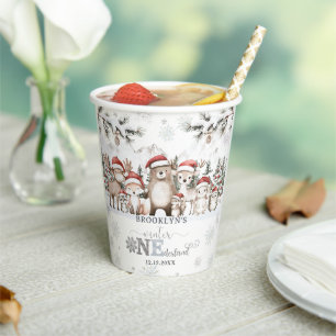 Woodland Winter ONEderland Christmas 1st Birthday Paper Cups