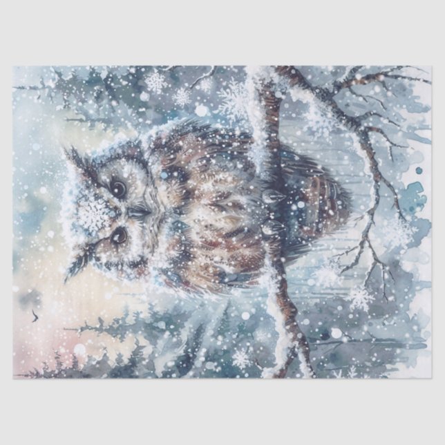 Woodland Winter Owl Tissue Paper (Front)