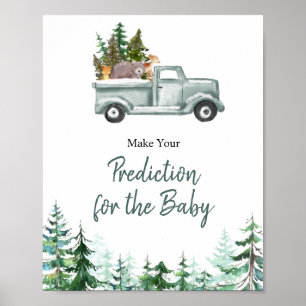 Woodland Winter Pine Trees Predictions for Baby  Poster