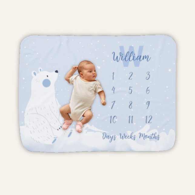 Woodland Winter White Polar Bear Milestone Baby Blanket (Woodland Winter White Polar Bear Milestone Baby Blanket)