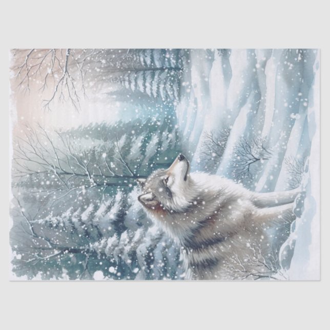 Woodland Winter Wolf Tissue Paper (Front)