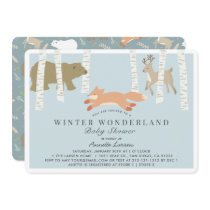 Woodland Winter Wonderland Blue Baby Shower Invitation