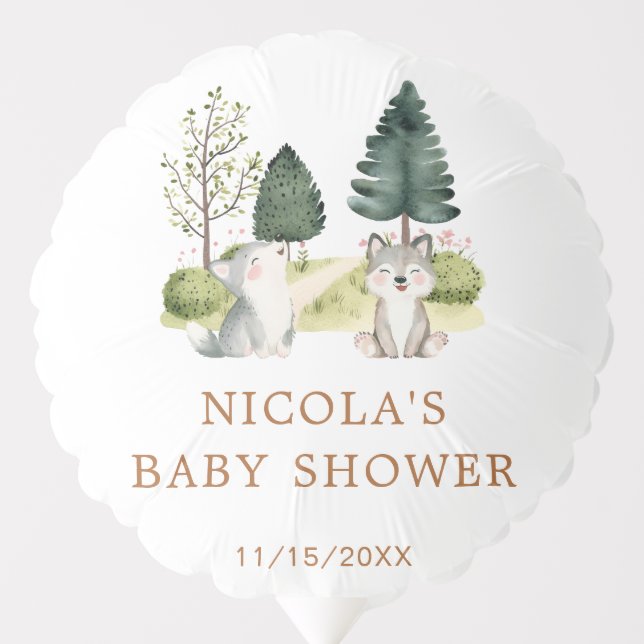 Woodland Wolf Baby Shower Balloon (Front)