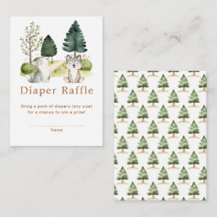 Woodland Wolf Baby Shower Diaper Raffle Enclosure Card