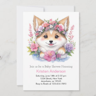 Woodland Wolf Dreams: Girl Baby Shower Invitation