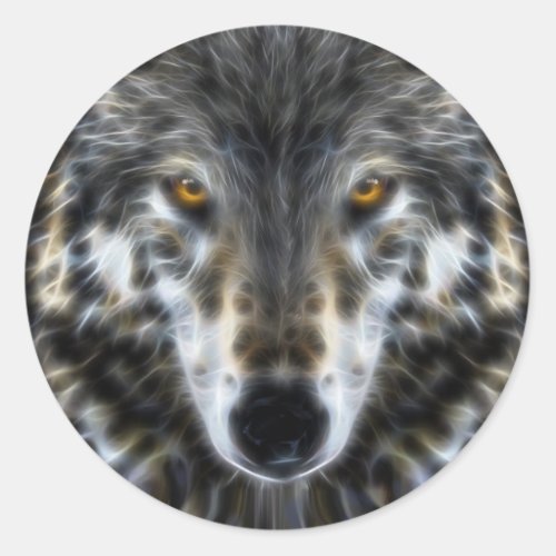 Woodland Wolf Inspirational Portrait Classic Round Sticker