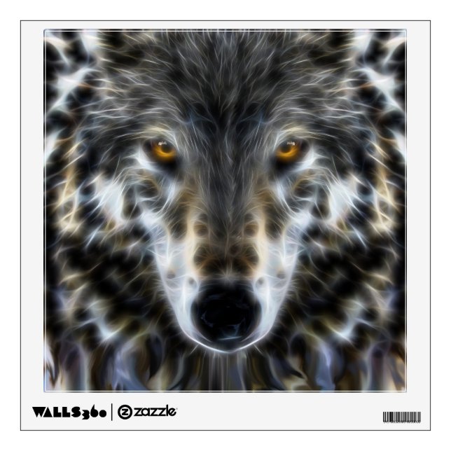Woodland Wolf Inspirational Portrait Wall Sticker (Front)