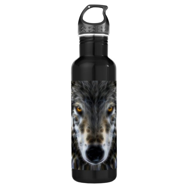Woodland Wolf Inspirational Portrait Water Bottle (Front)