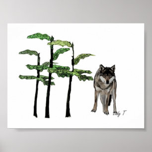 woodland wolf poster