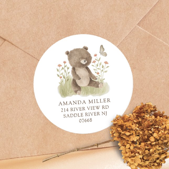 Woodland Wonder Bear Baby Shower Address Label (Creator Uploaded)