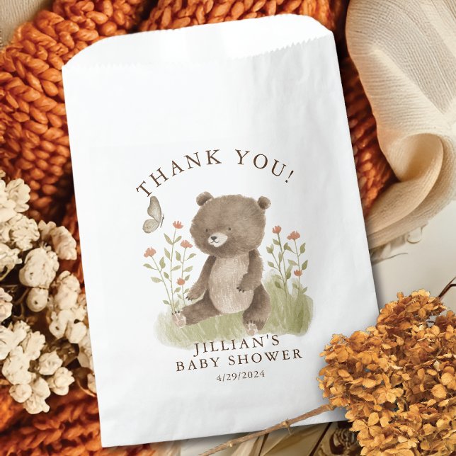 Woodland Wonder Bear Classic Round Sticker Favor Bag (Creator Uploaded)